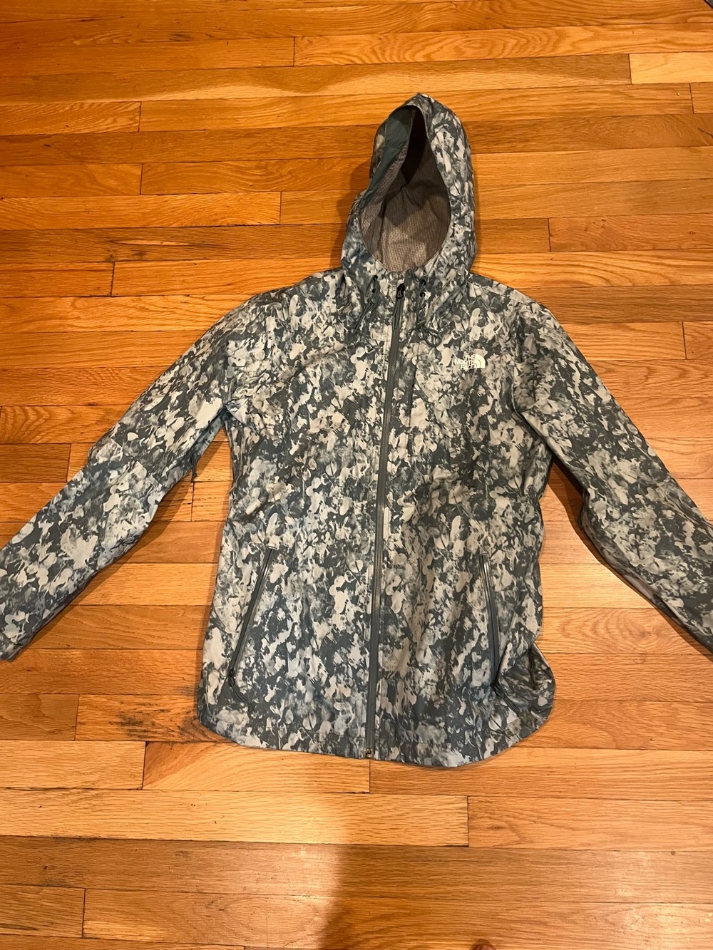 The North Face Green Camo waterproof rain jacket